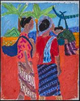 Femmes devant palmiers 30x23,5cm