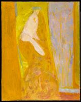 Femme blonde devant glace 80x63.5cm